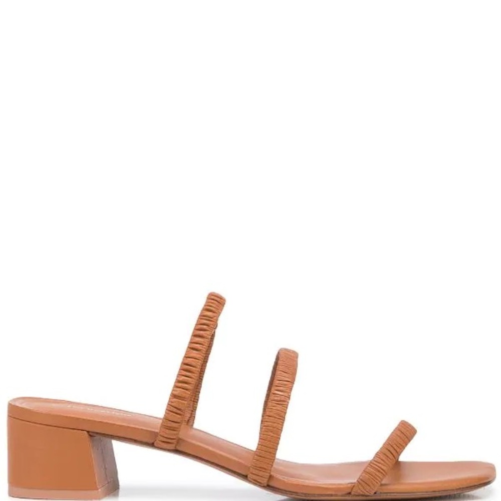 Reformation Assunta block heel mule/sandal in size 6.5, pecan (warm brown)